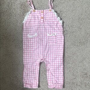 Laura Ashley Pink and White Gingham Overalls